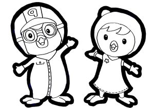 Pororo and Petty (Coloring Page)