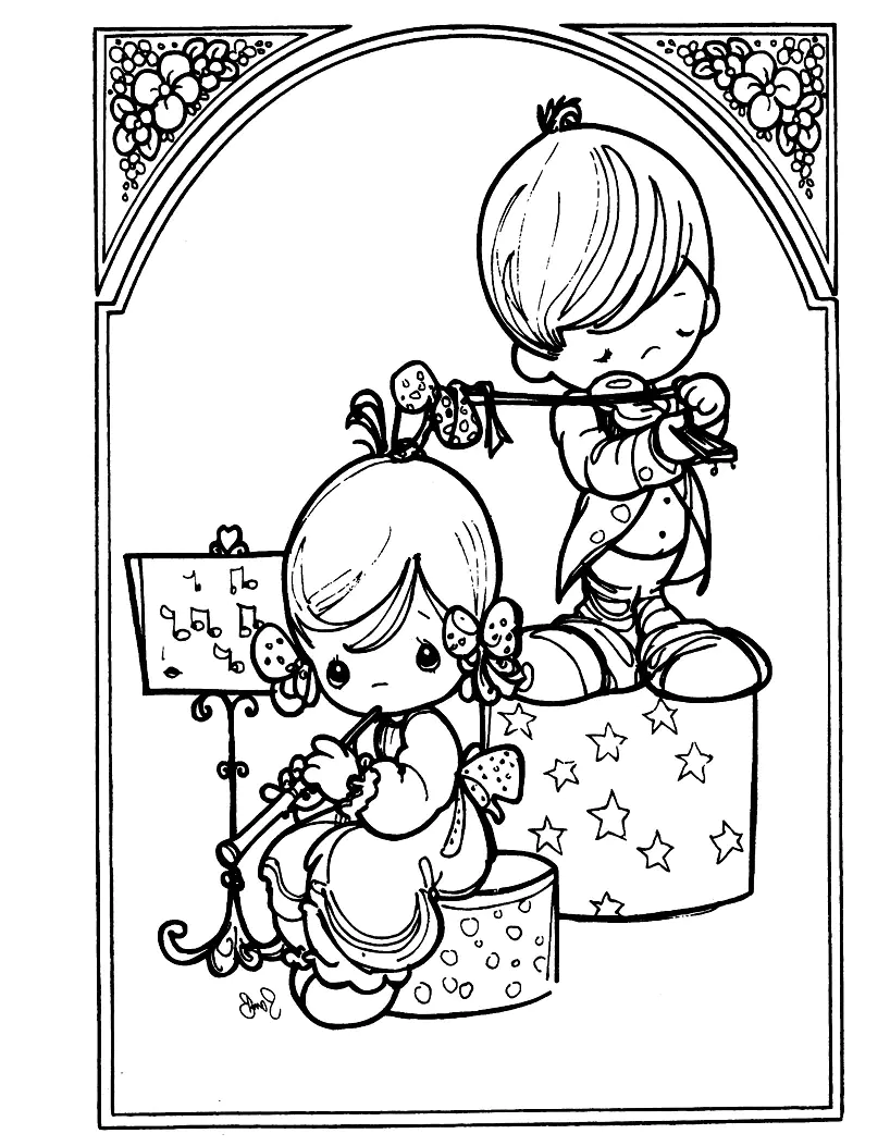 Precious Moments coloring page to download (Precious Time)