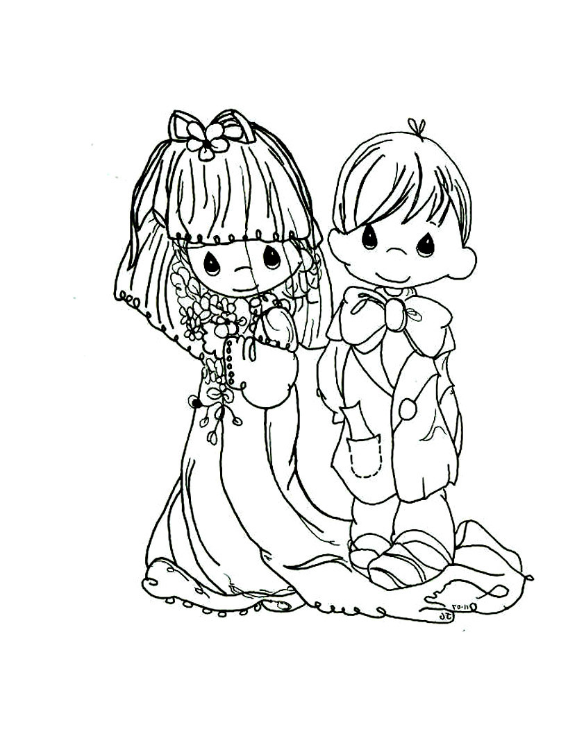 Precious Moments image to download and color - Precious Time Kids Coloring  Pages