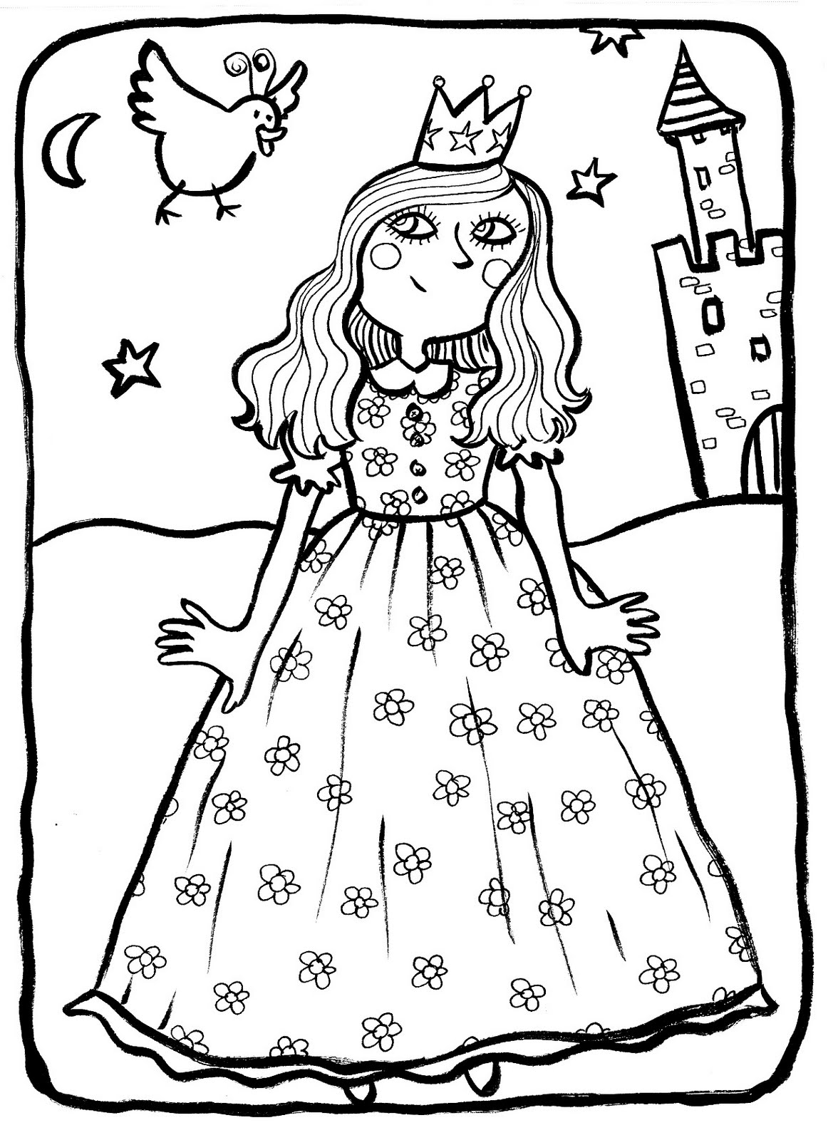 Simple princess coloring pages