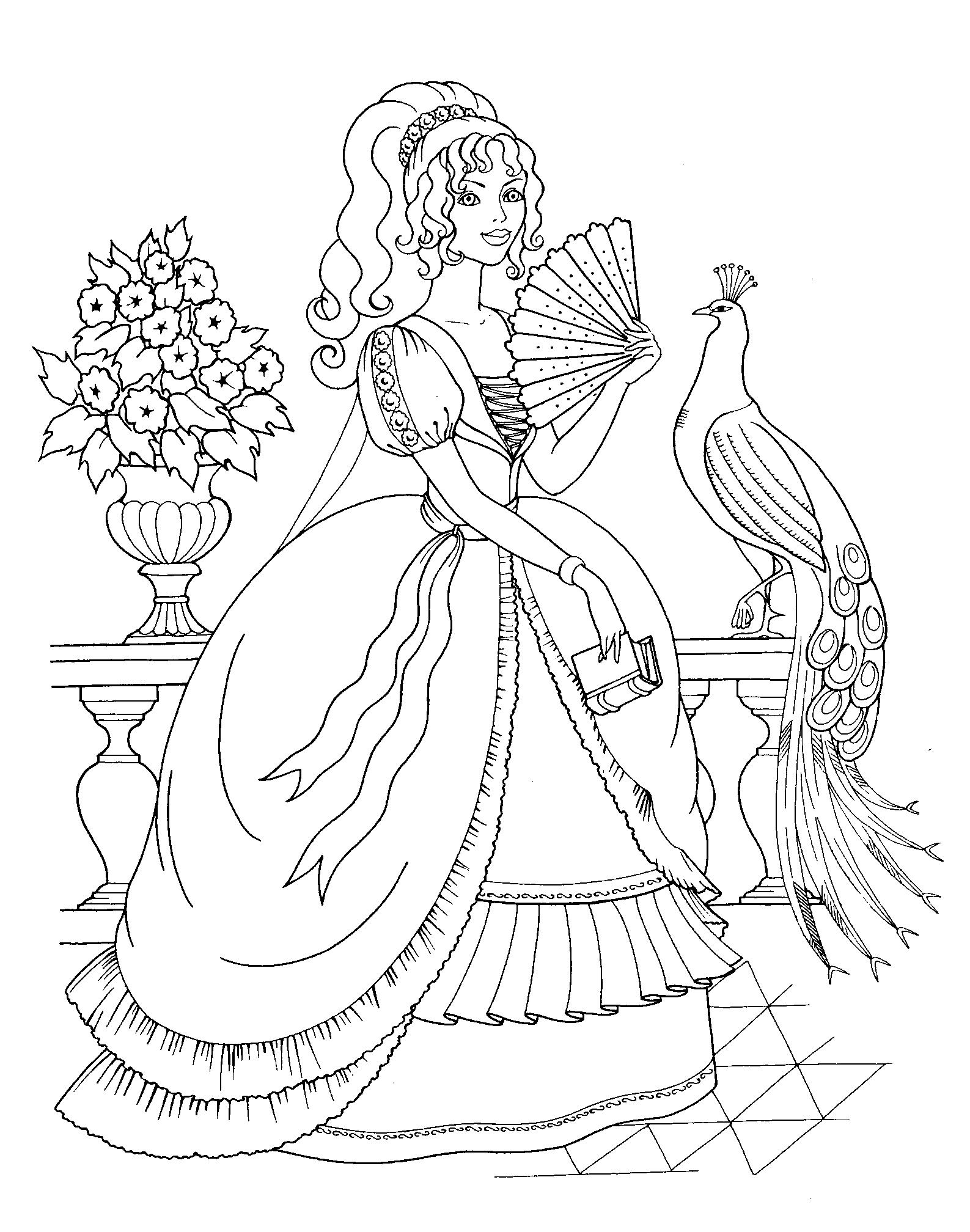 Free Princess drawing to print and color (Princess)