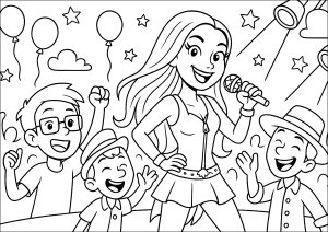 Singer in concert (Professions Coloring Page)