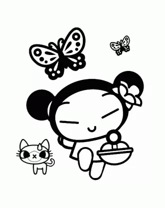 Free Pucca coloring page to color