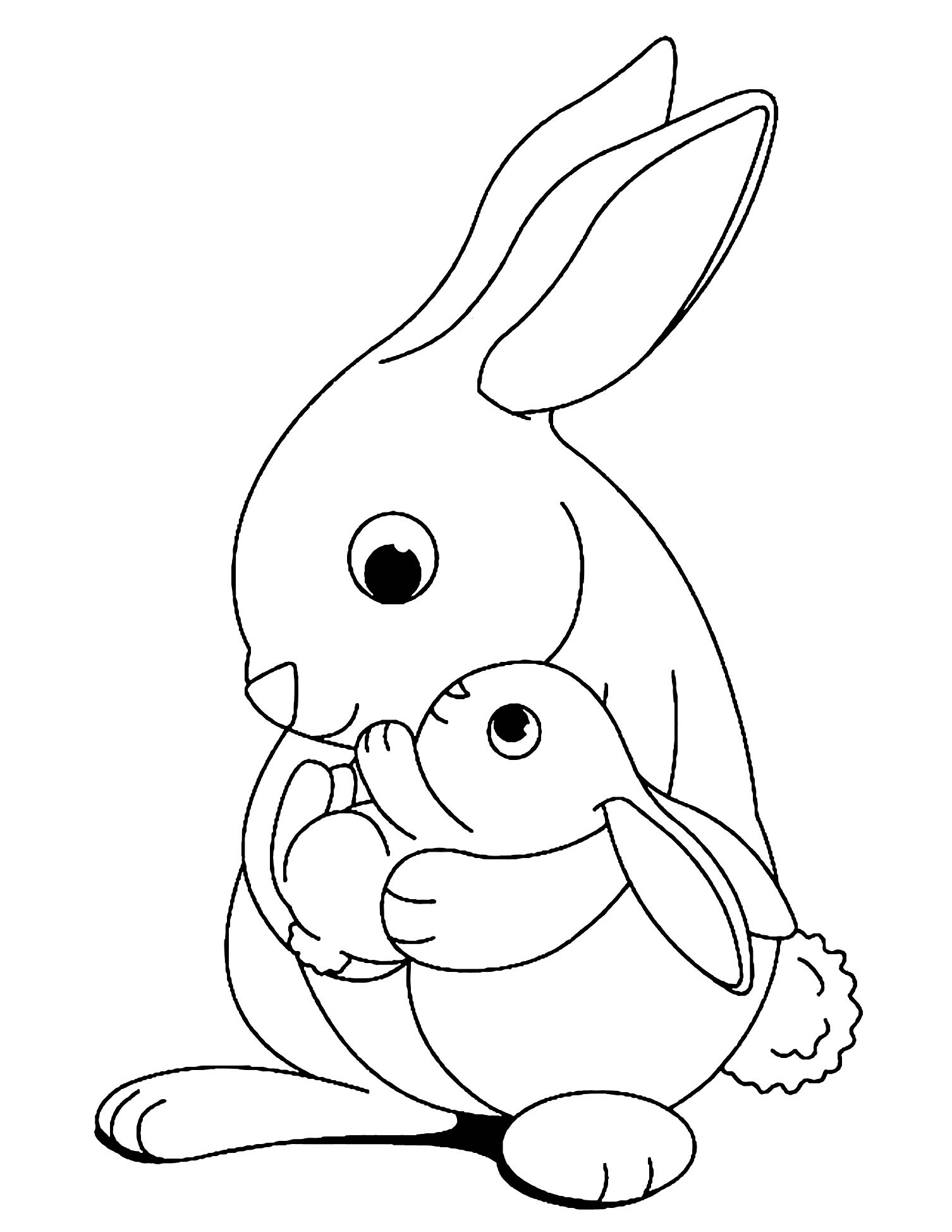 Get your pencils and markers ready to color this rabbit & bunny coloring page