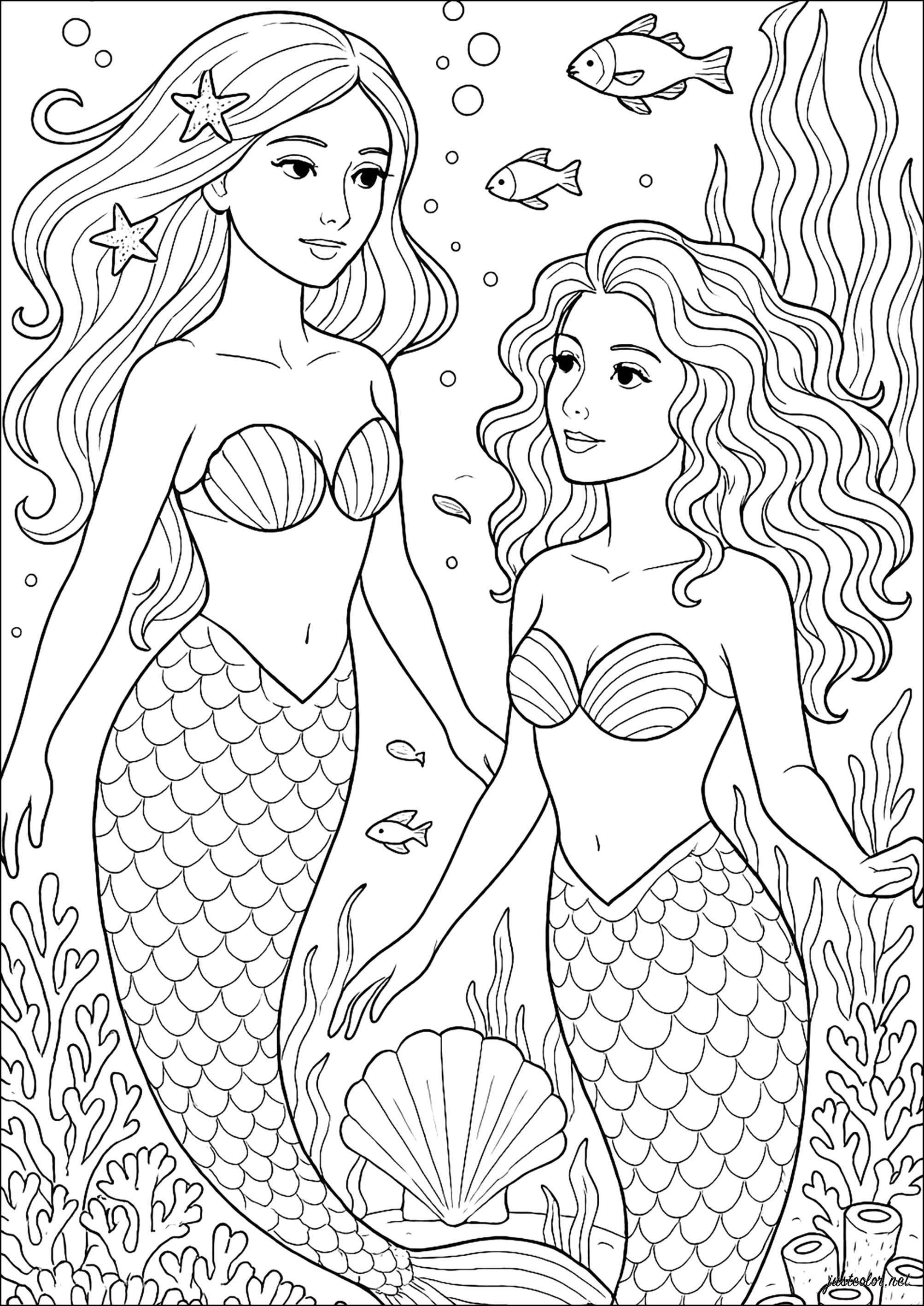 Mer Rabbit Coloring An enchanted encounter in the realm of mermaids - Rabbit & Bunny ...
