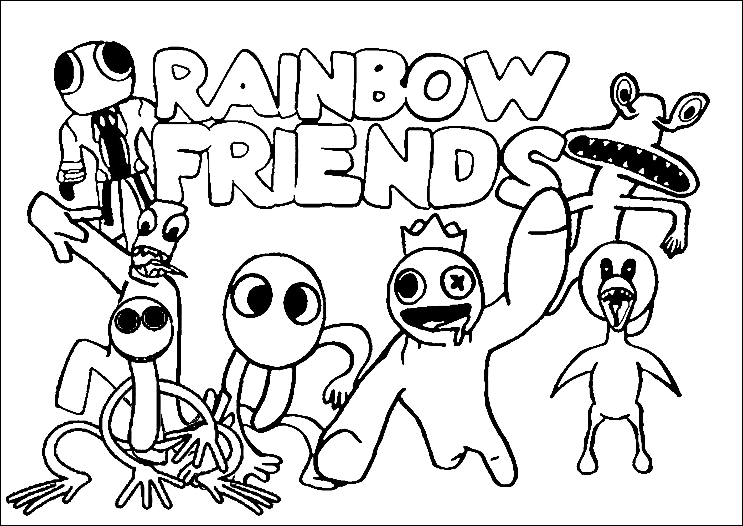 Rainbow Friends characters to color