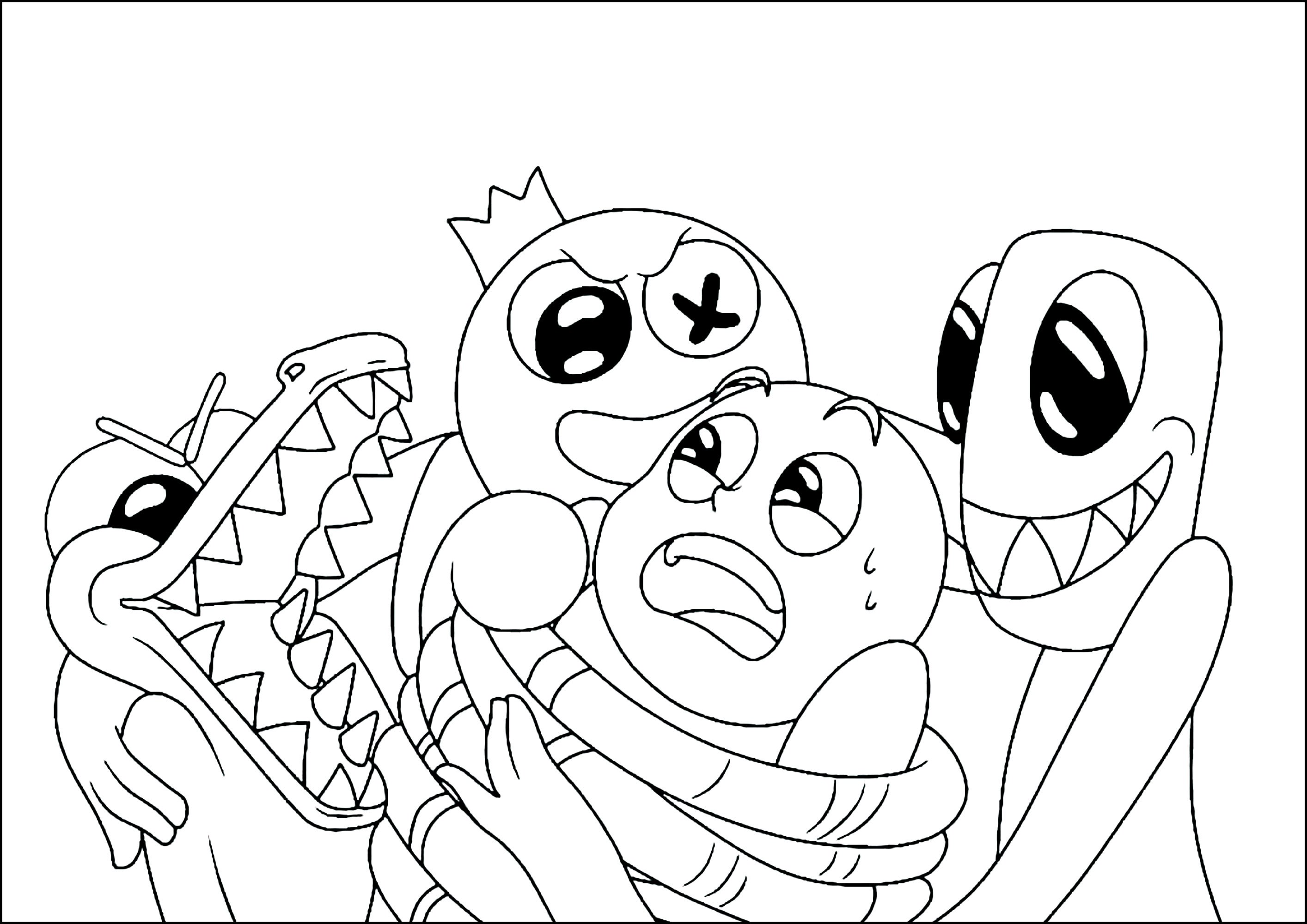 Funny Rainbow Friends characters to color Funny Rainbow Friends characters to color