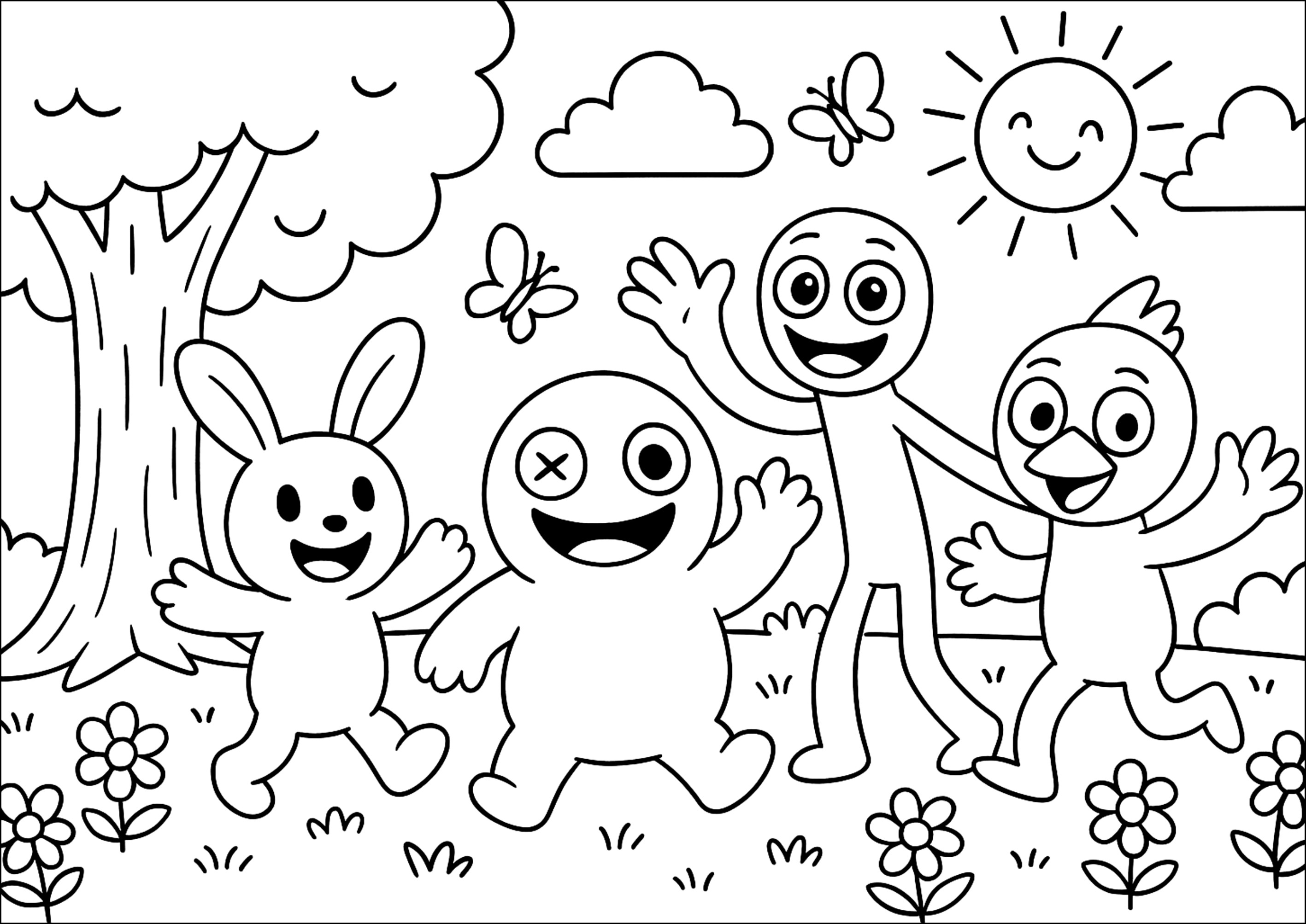 Merry Friends - Rainbow friends Coloring Pages