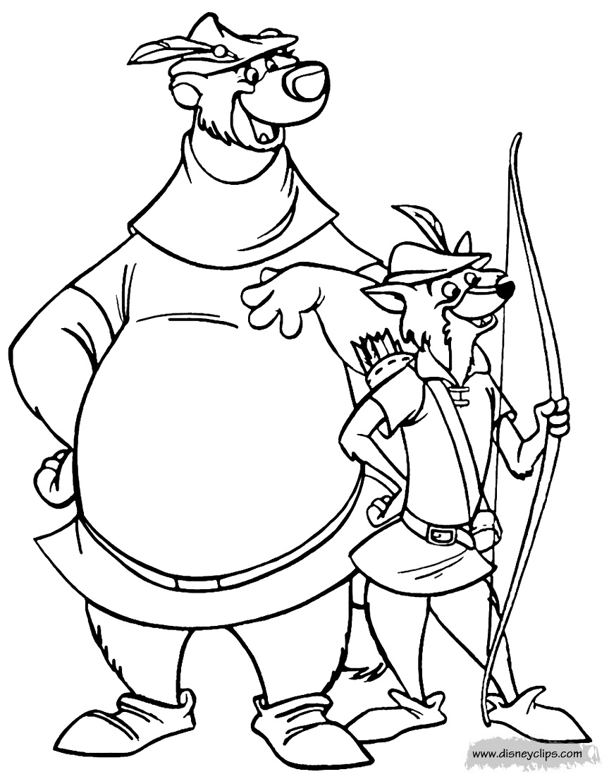Funny free Robin Hood coloring page to print and color