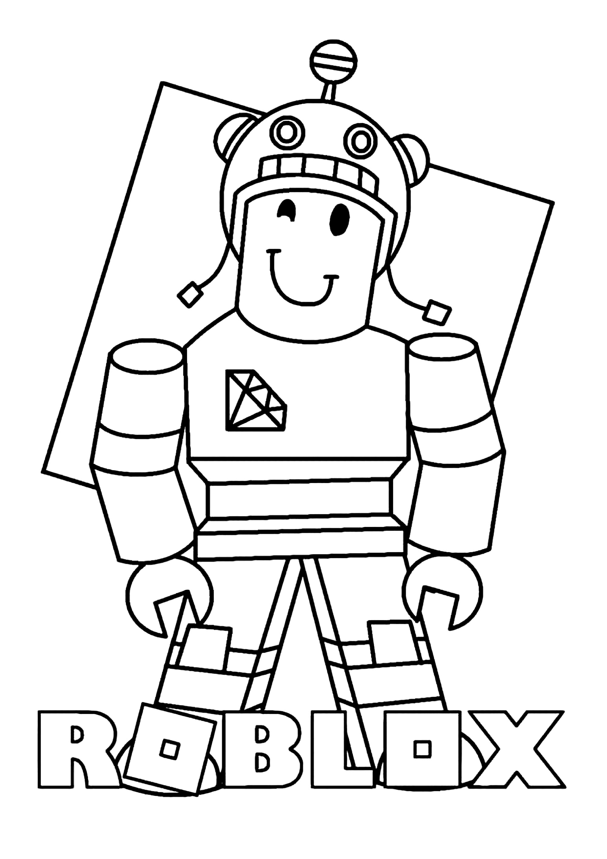 Roblox: character with a helmet - Roblox Kids Coloring Pages