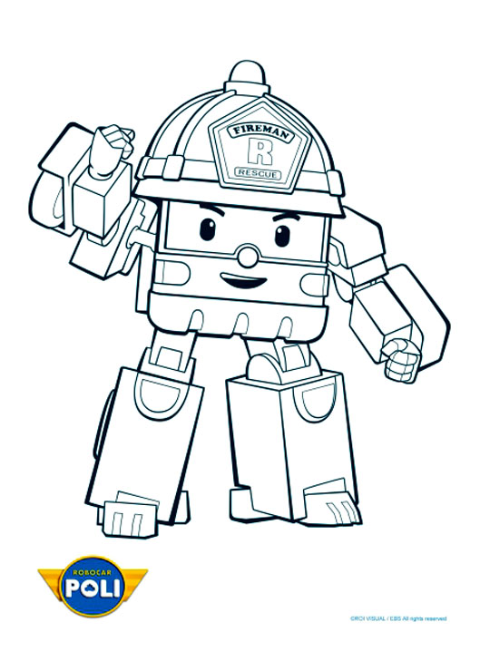 Simple Robocar Poli coloring page for children