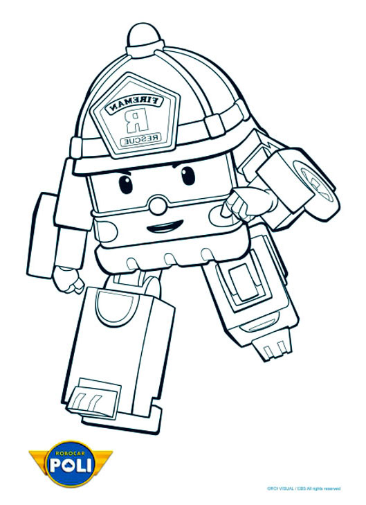 Simple Robocar Poli coloring page for kids