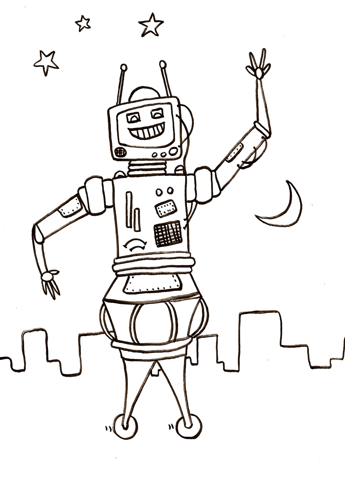 Download Robots free to color for kids - Robots Kids Coloring Pages