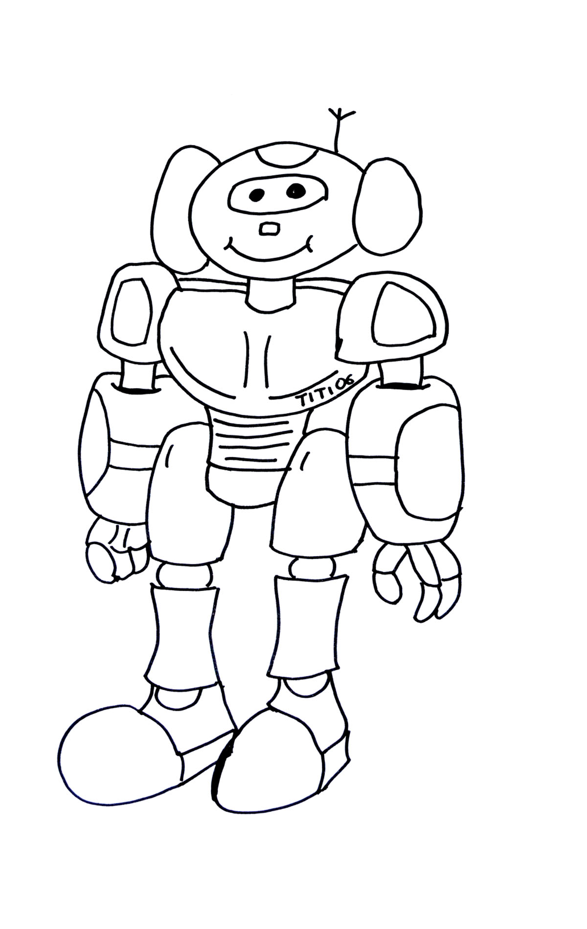 Drawing of a very simple robot to color