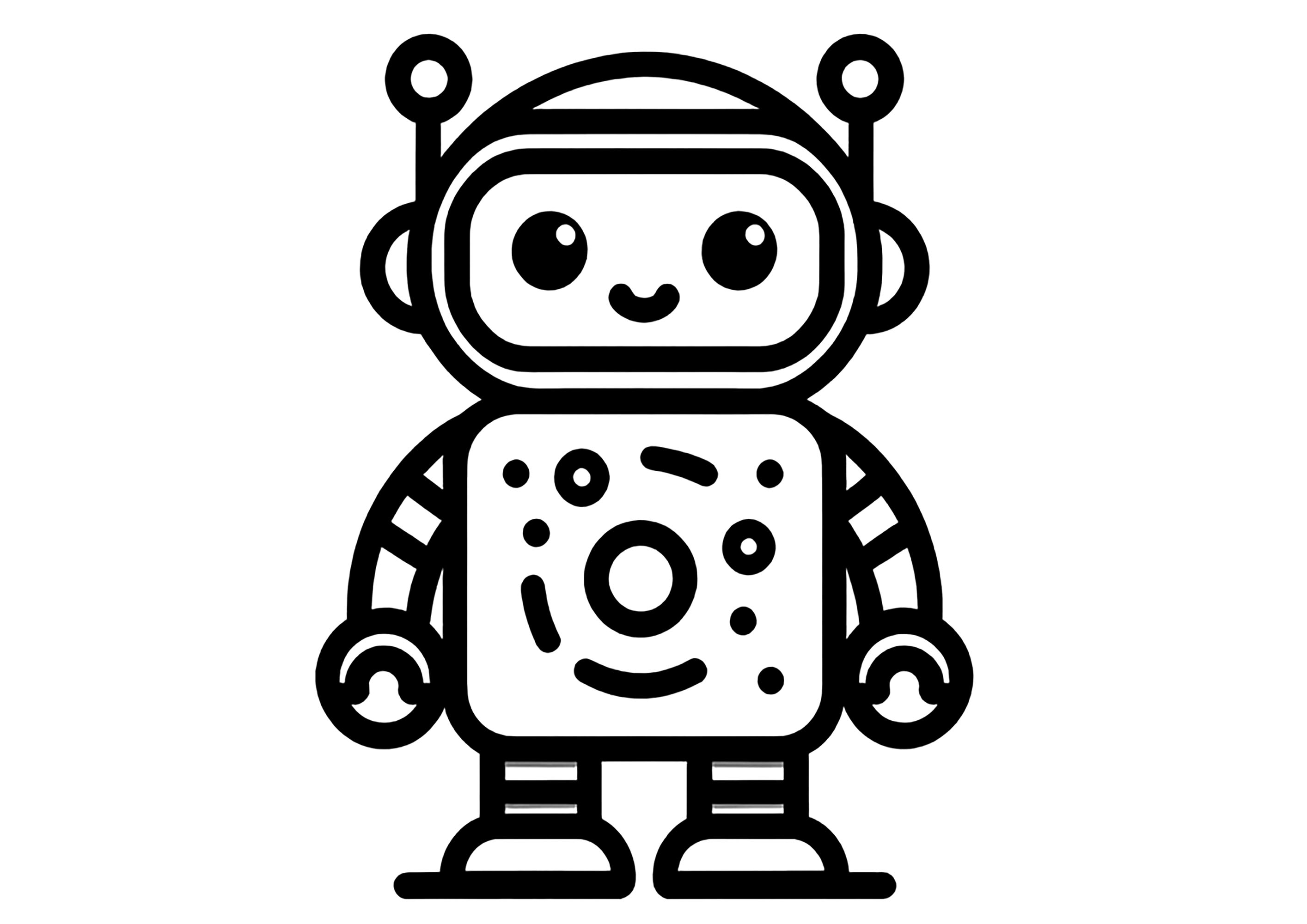 Robot with thick lines Robot Coloring Pages