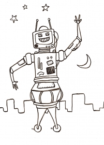 Free Robots drawing to download and color