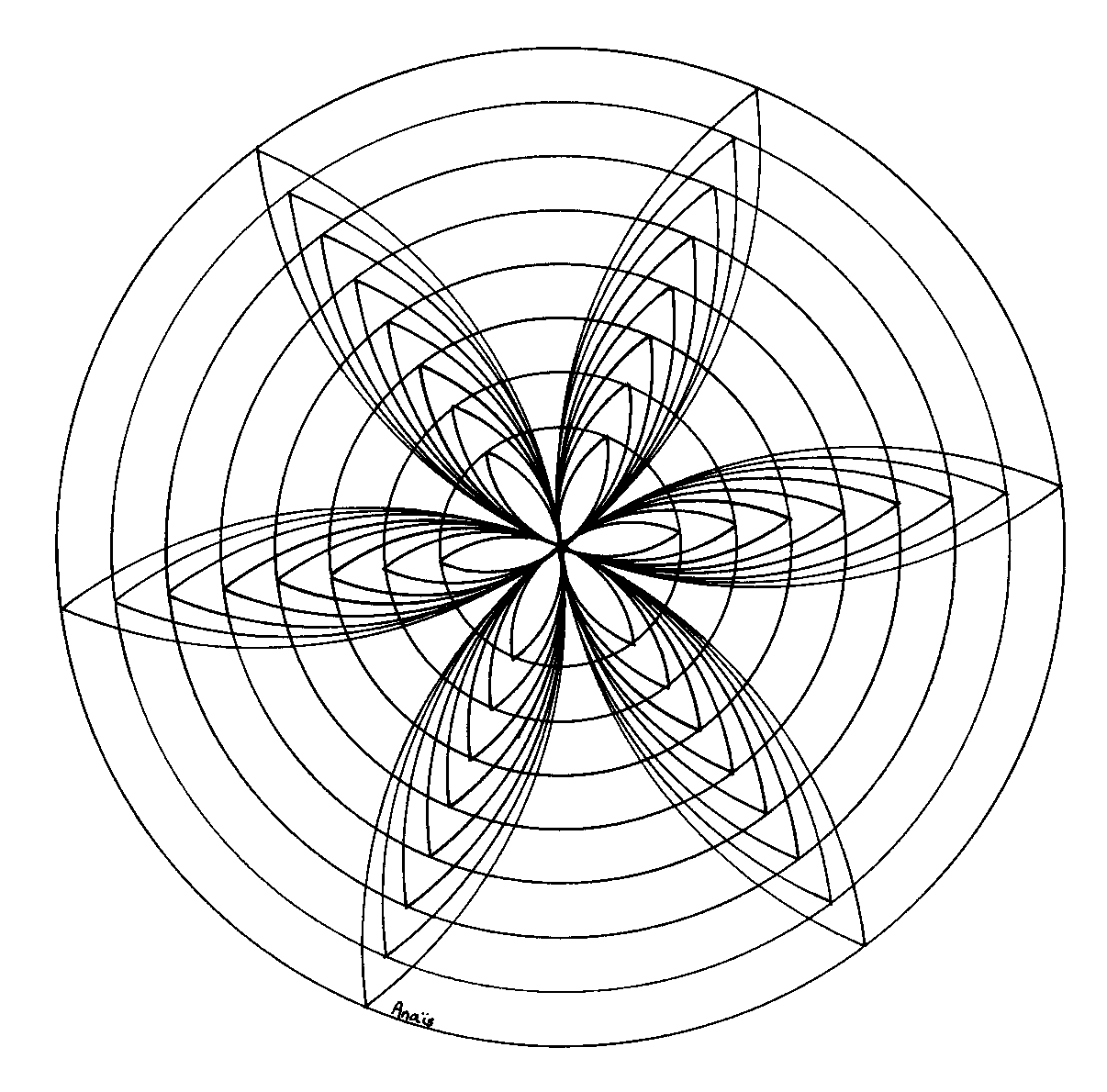 Simple rosette coloring for children