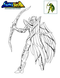 Printable Saint Seiya Coloring Page for Kids : Sagittarius Aiolos