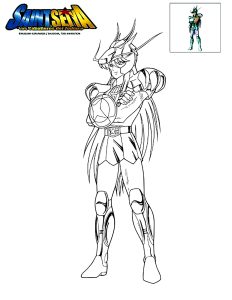 Printable Saint Seiya Coloring Page for Kids : Dragon Shiryu