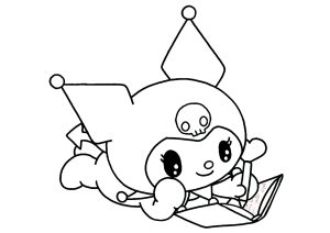 Printable Sanrio Coloring Page for Kids : Kuromi reading