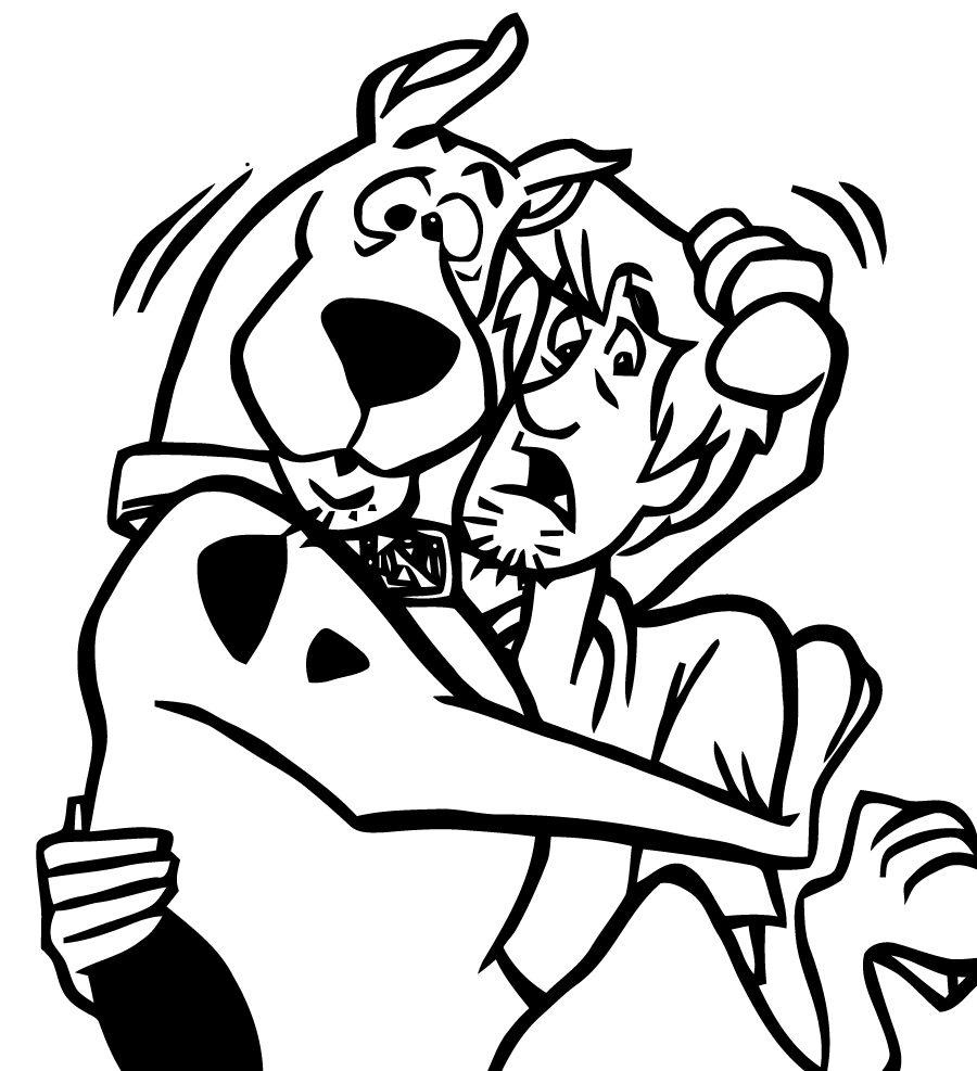 Drawing of Scooby-doo and Fred to color