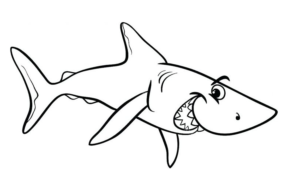 Mischievous Shark Sharks Kids Coloring Pages