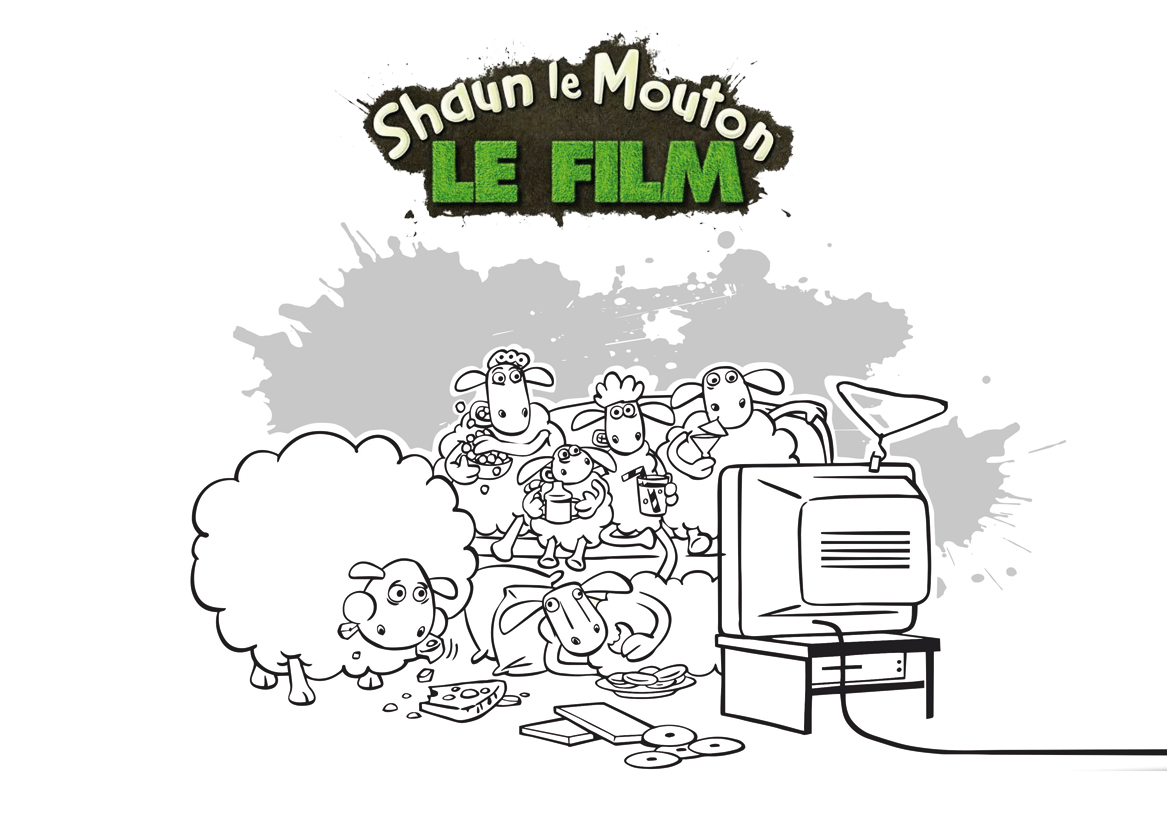 Beautiful Shaun the sheep coloring page, simple, for children