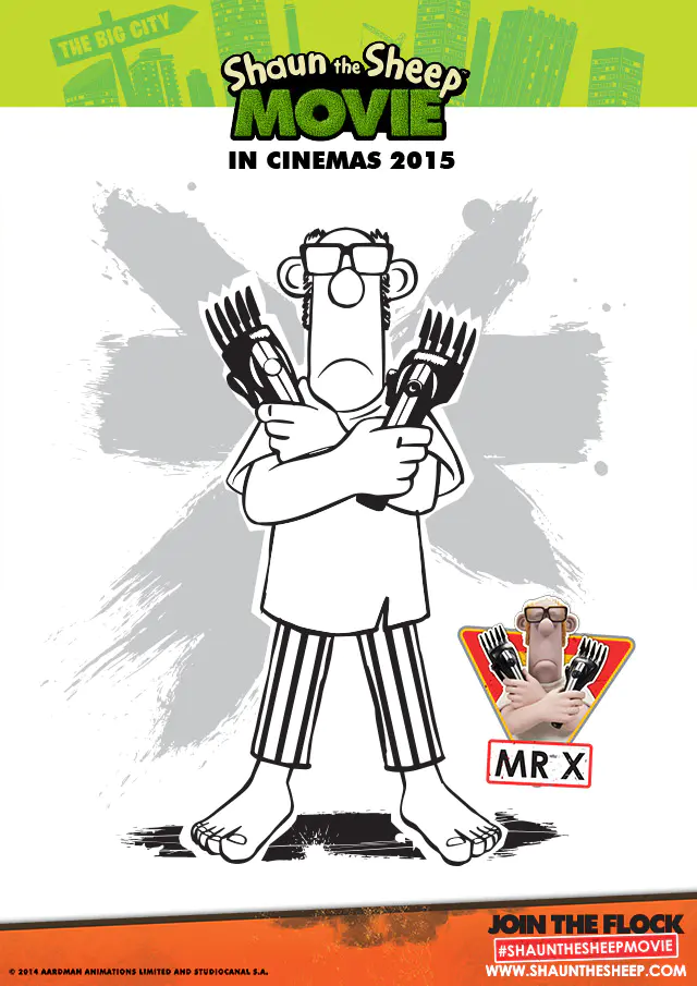 Shaun the sheep: the farmer & shearer (Printable Coloring Page for Kids)