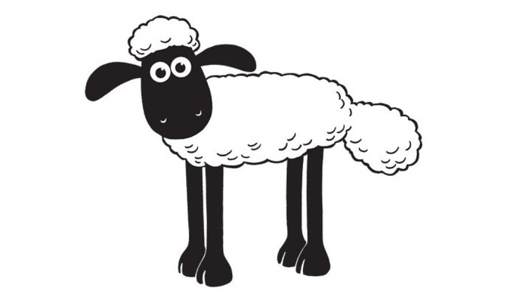 Simple Shaun the sheep coloring pages for kids