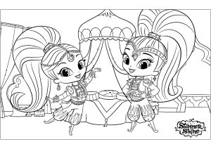 Printable Coloring Page for Kids : Shimmer and Shine twins