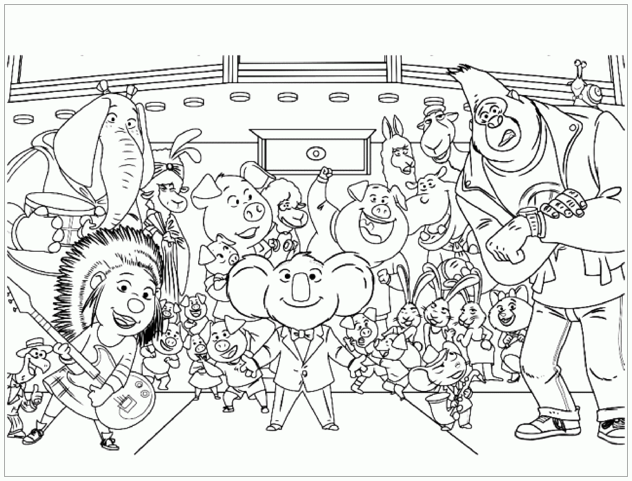 Incredible Coloriage of All in the scene, simple, for children