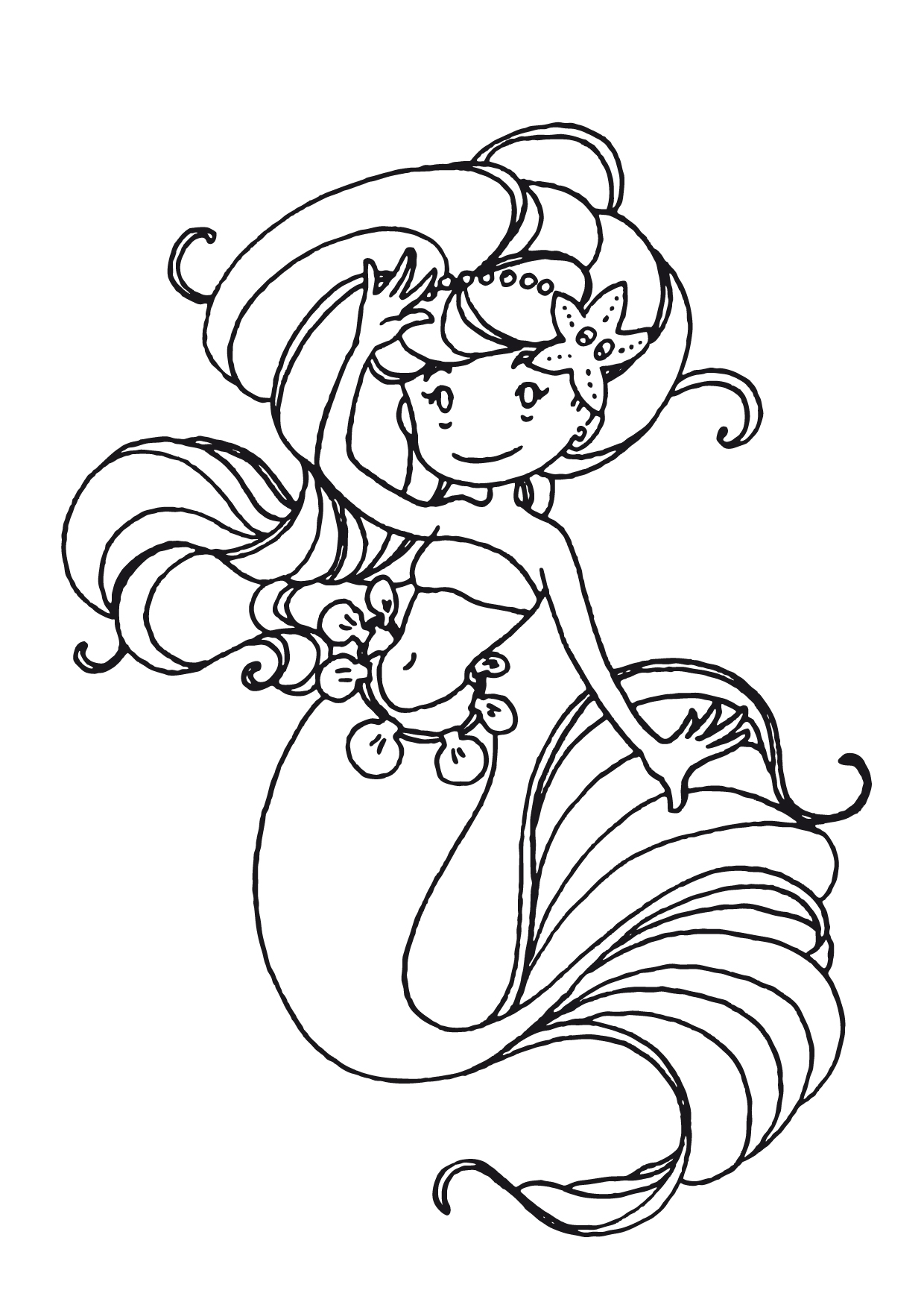 Super simple mermaid coloring page