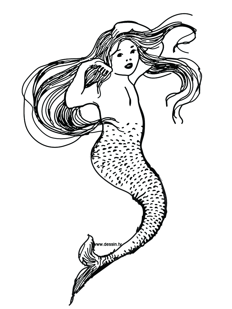 Simple mermaid coloring page