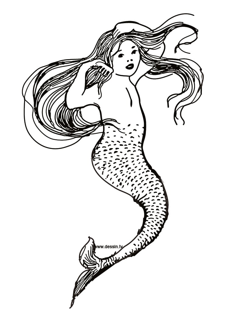 Simple mermaid coloring page