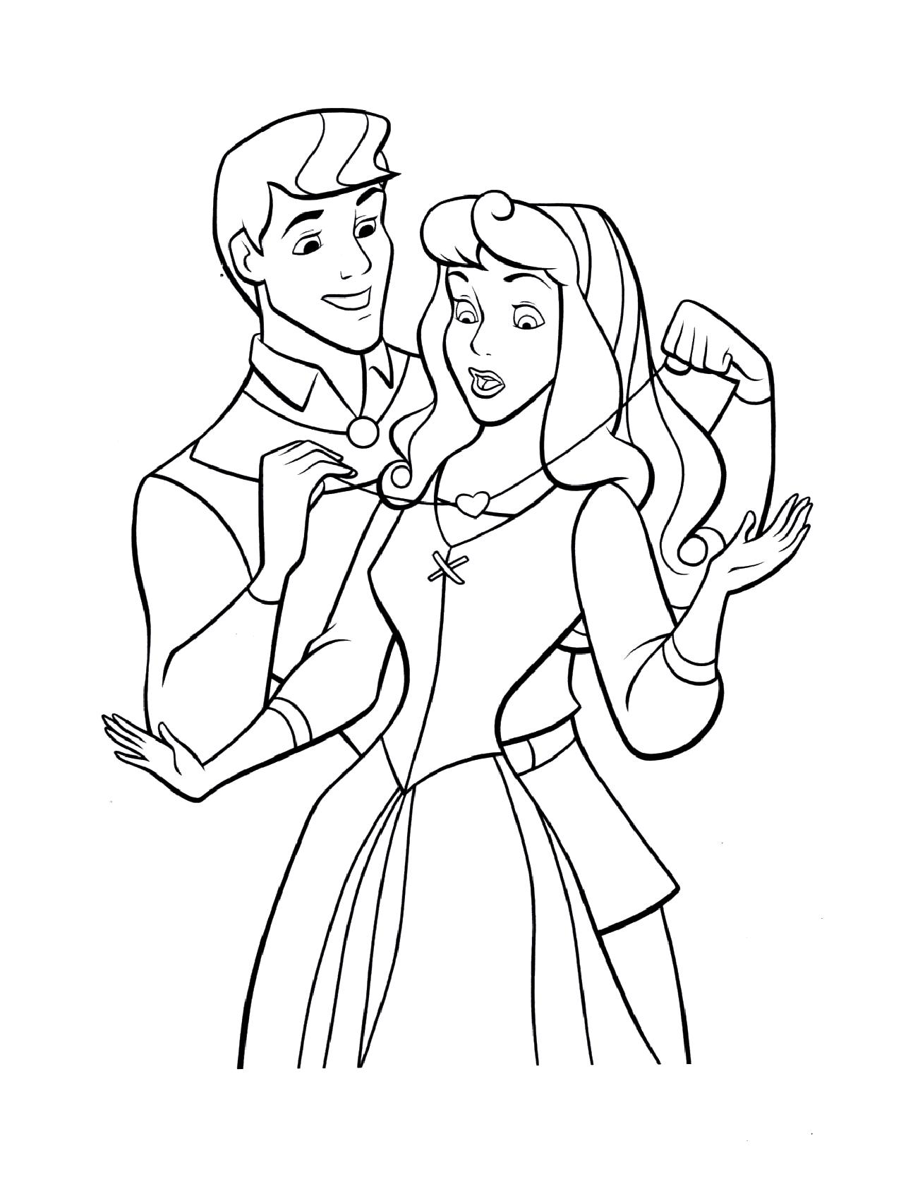 Coloring of Aurora and her prince charming