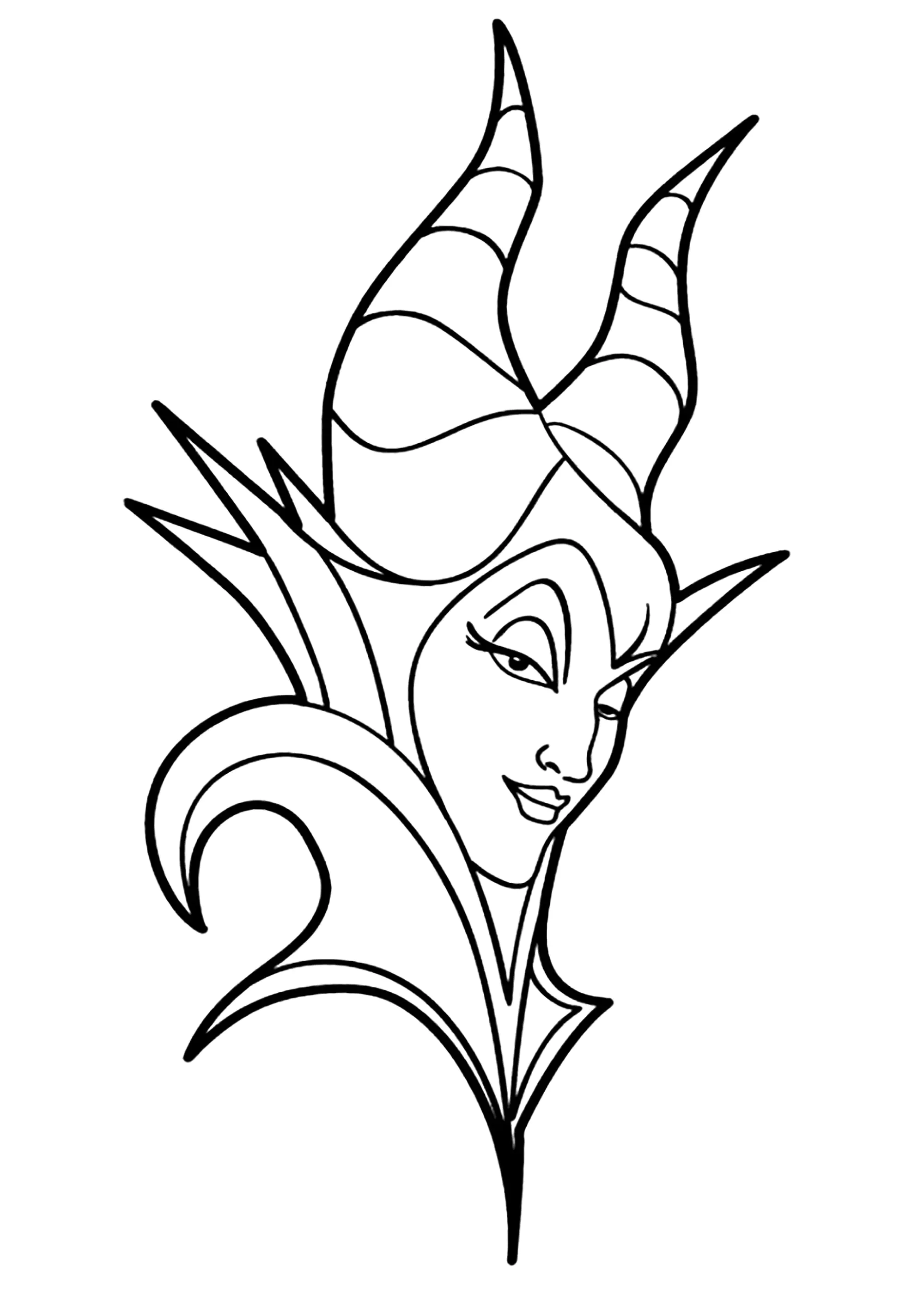 Portrait of Maléfique (Printable Sleeping beauty Coloring Page for Kids)