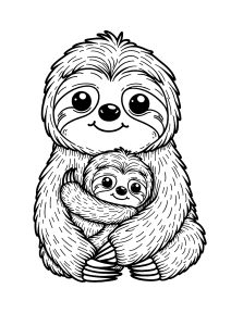 Mama sloth and her little one