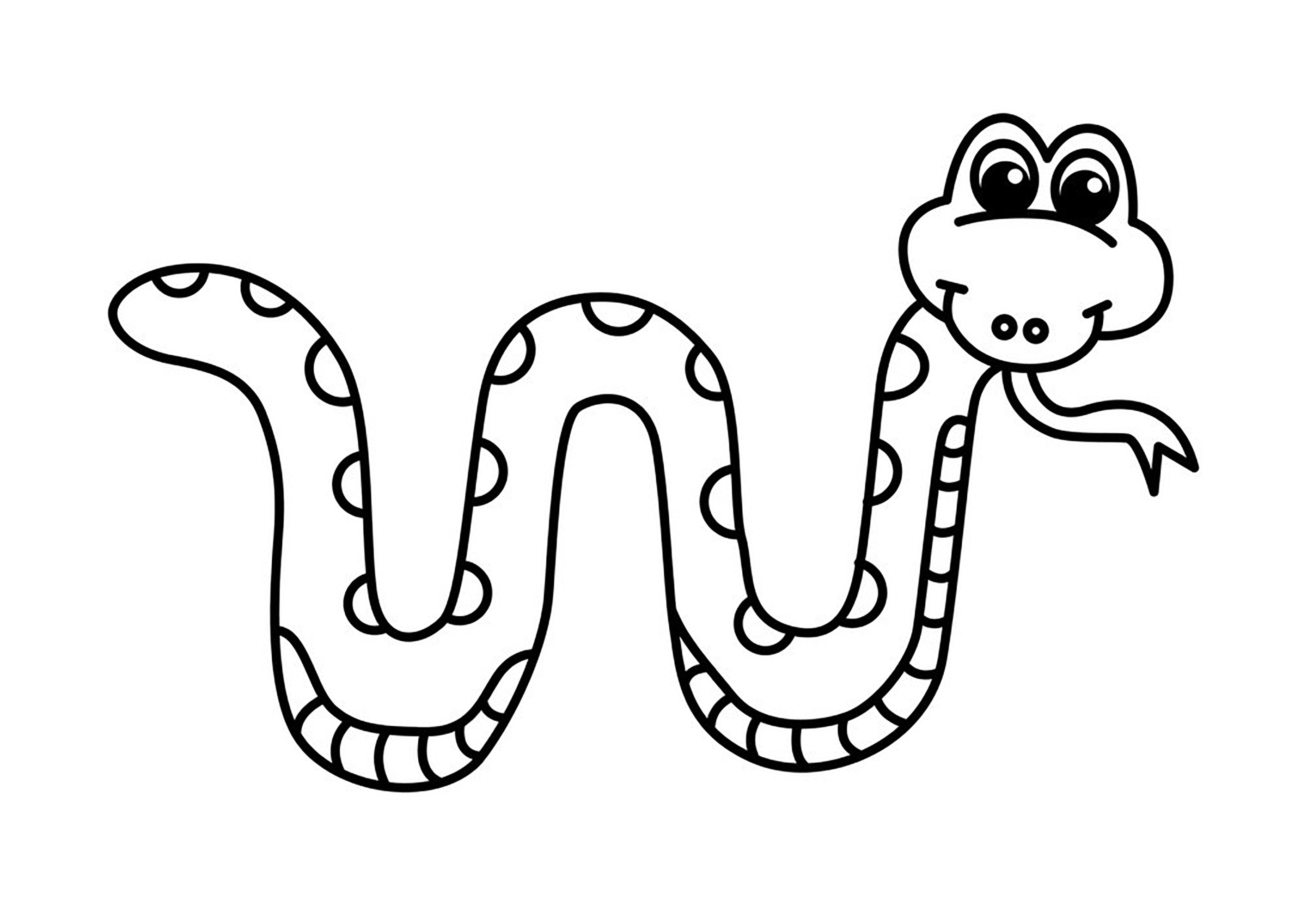 Simple coloring page of a snake sticking out its tongue