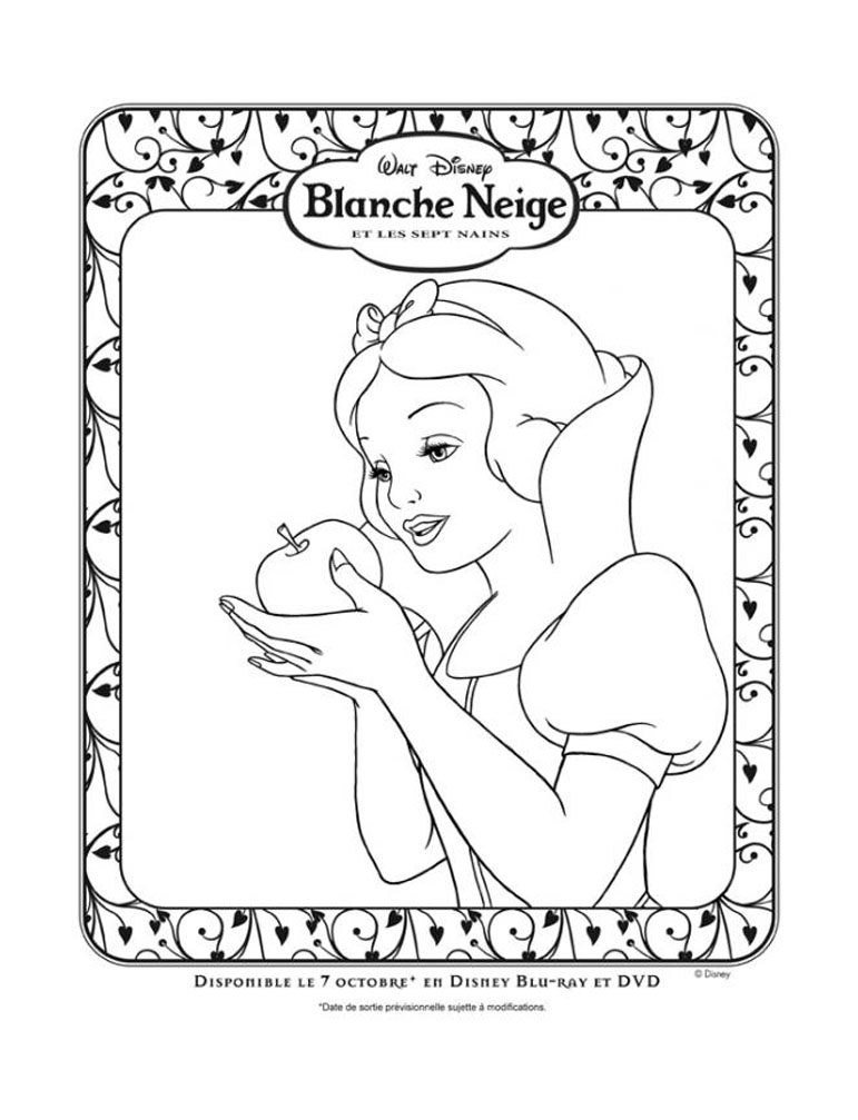 Funny free Snow White coloring page to print and color