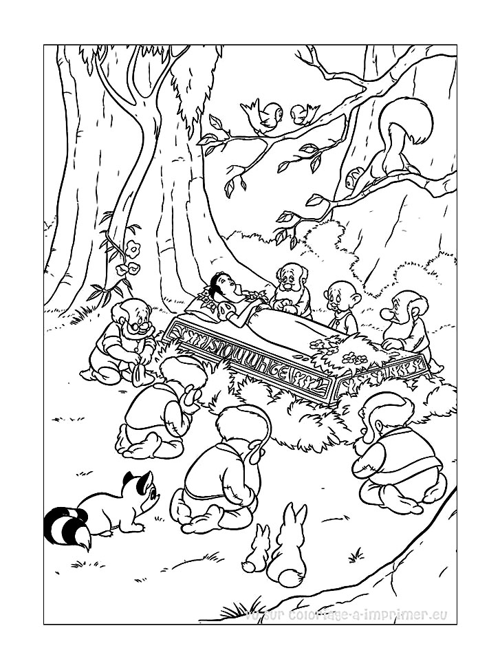 Snow White coloring page with few details for kids
