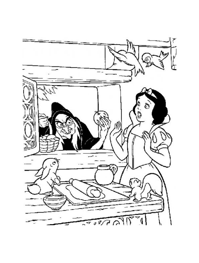 Cute free Snow White coloring page to download