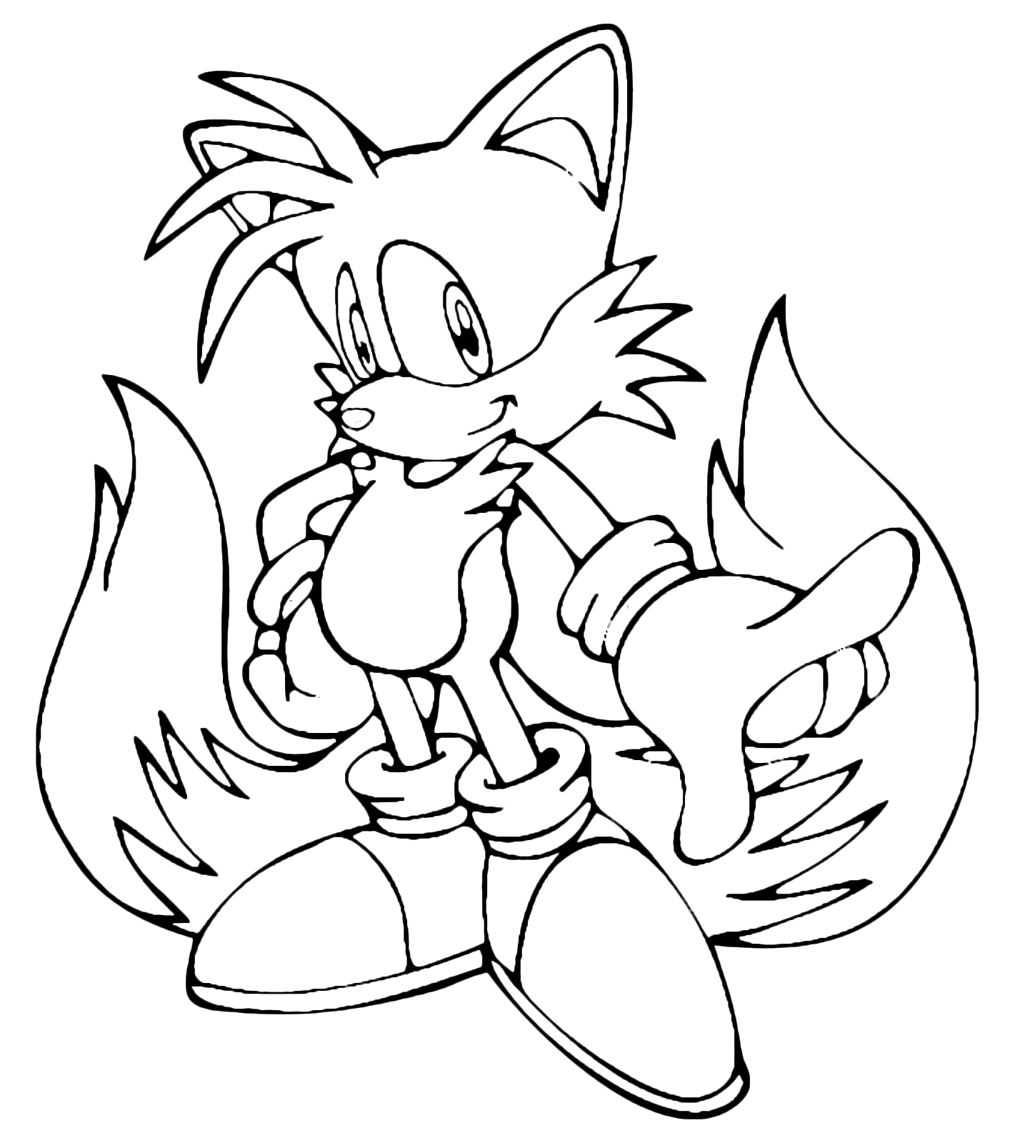 Simple Sonic coloring page for kids