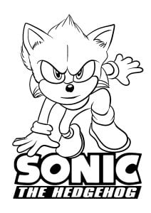 Sonic the Hedgehog in action (Coloring Page)