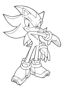 Simple coloring page of Shadow the hedgehog