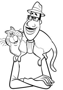 Joe Gardner and his cat (Soul Coloring Page)