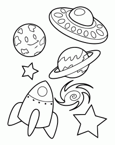 Drawing of Space (planets, galaxy ...) free to download and color