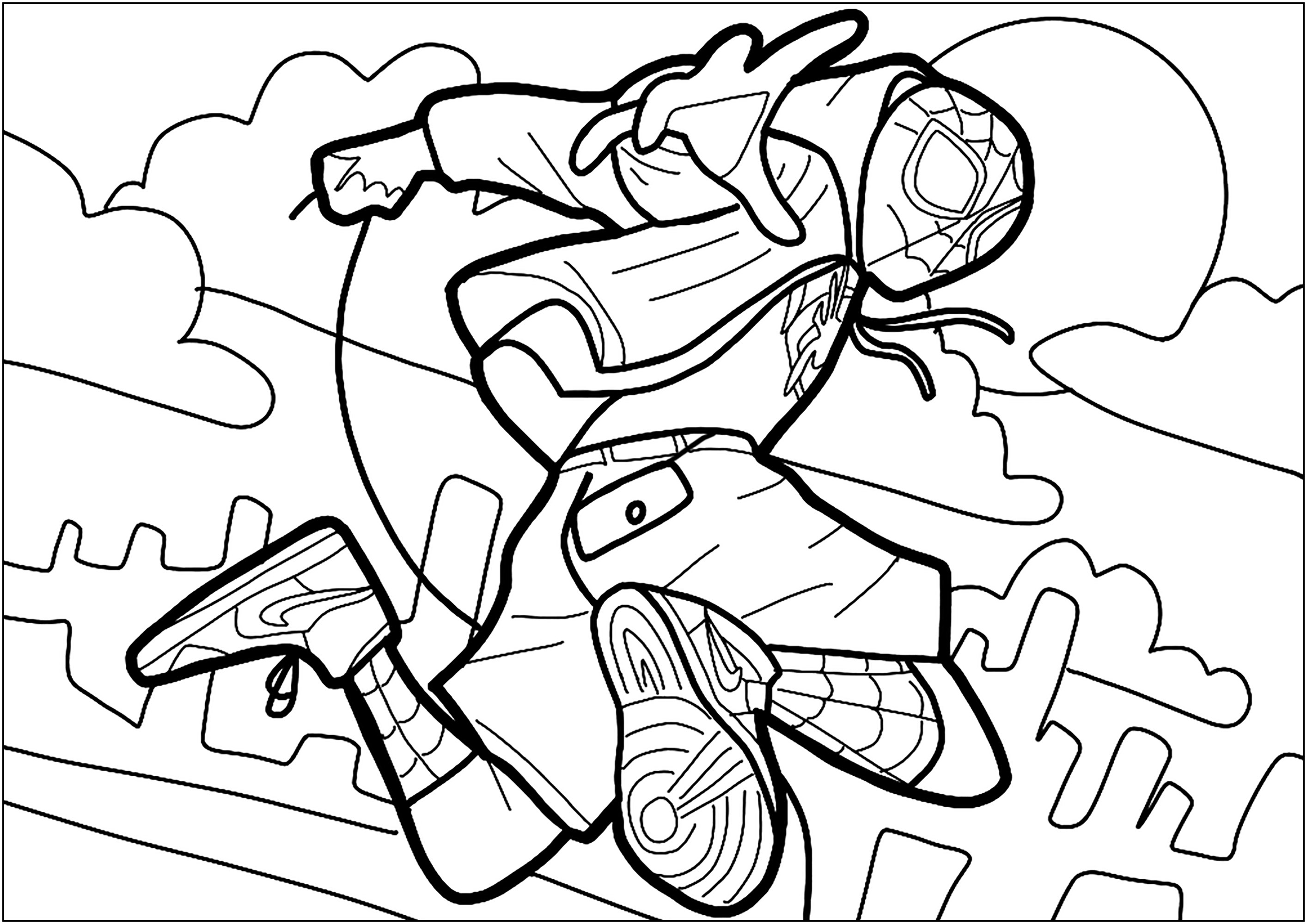 Spider-Man : Into the Spider-Verse : Beautiful coloring page with Spider-man (Miles Morales) Spider-Man : Into the Spider-Verse : Beautiful coloring page with Spider-man (Miles Morales)