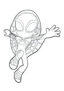 Ghost-Spider / Gwen in action (Spidey and His Amazing Friends Coloring Page)
