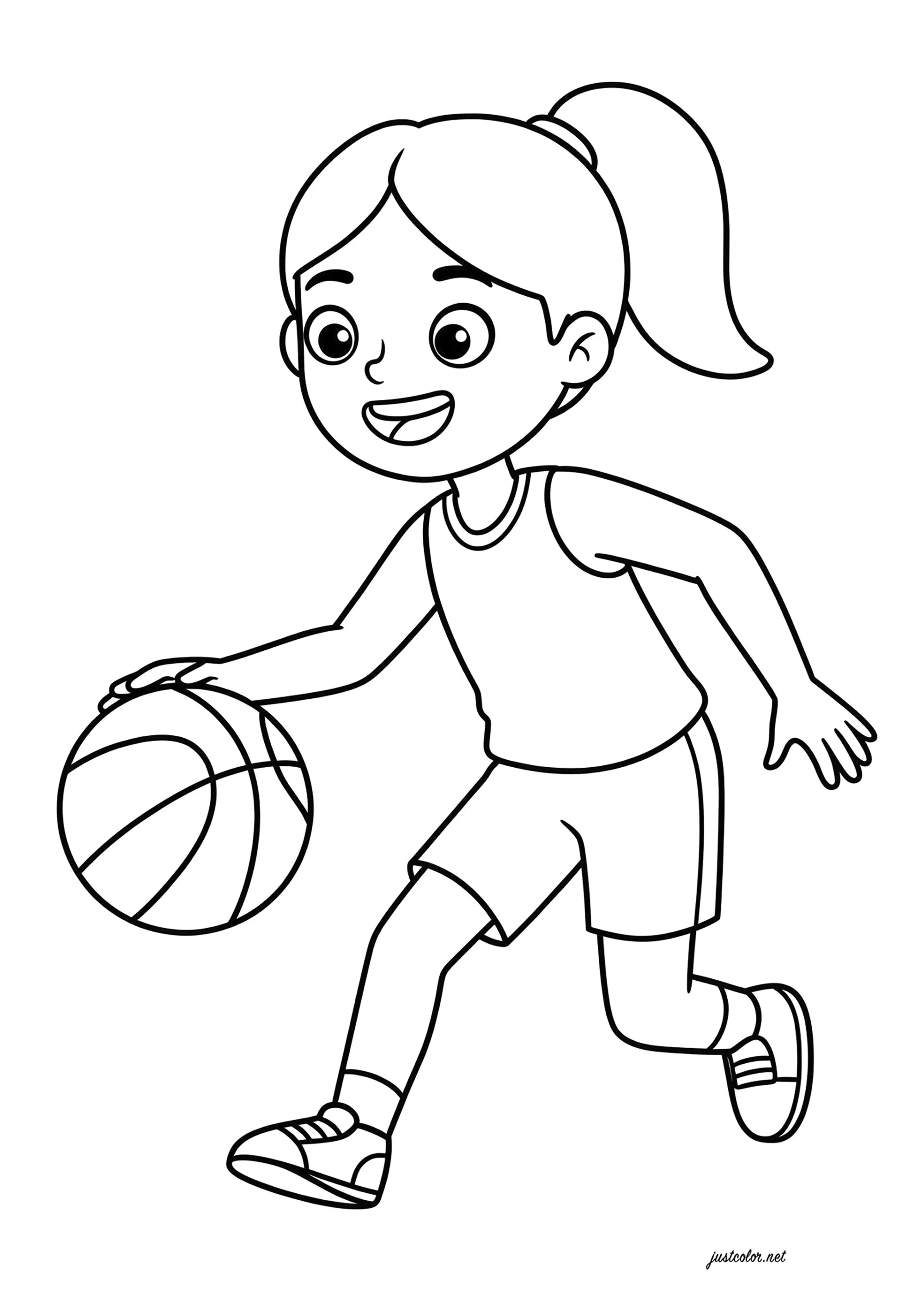 Very easy coloring with a basketball player (Sports)