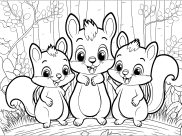 Printable Squirrels coloring sheets for Kids
